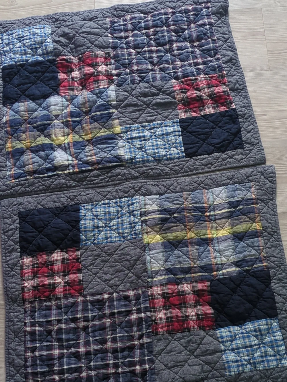 Cremeux Patchwork Quilted Pillow Shams Set Plaid Cotton 20x26 Farmhouse Blaine